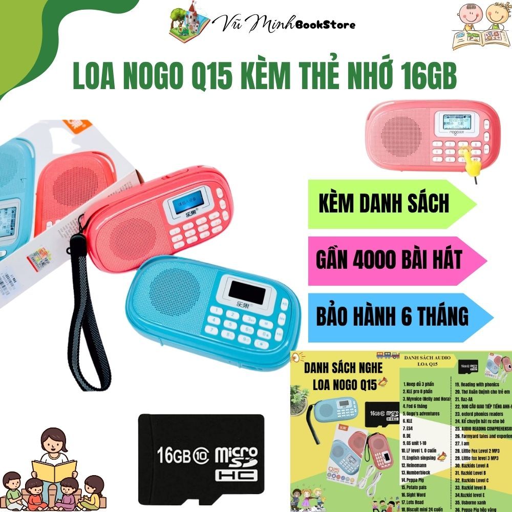 Loa Nogo - Loa Mini Q15 cho bé tắm ngôn ngữ đa chức năng, có nút khoá bàn phím, hẹn giờ tắt, bluetoo