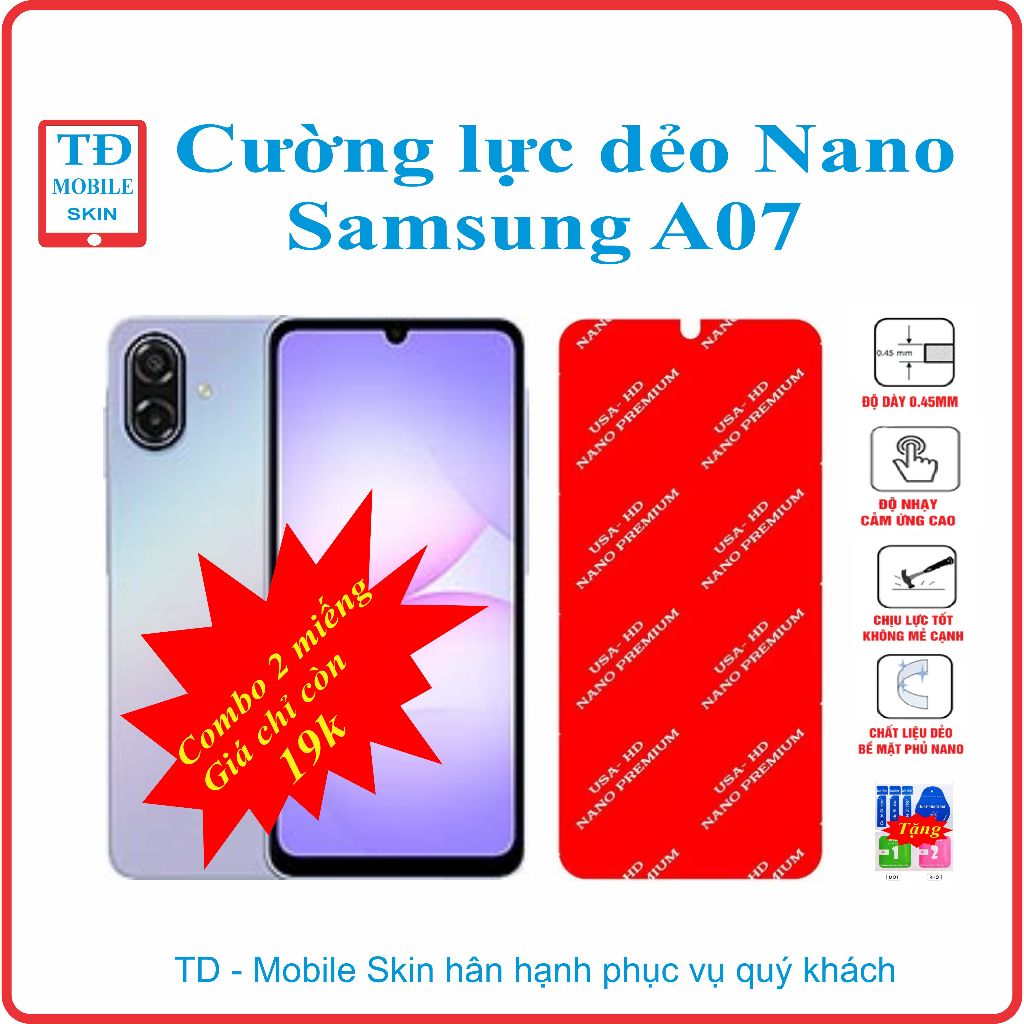Cường lực dẻo bảo vệ màn hình điện thoại Samsung A07