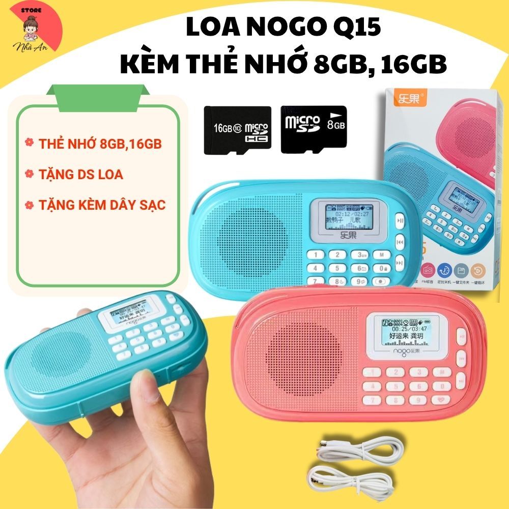 Loa Nogo - Loa Mini Q15 cho bé tắm ngôn ngữ đa chức năng, có nút khoá bàn phím, hẹn giờ tắt, bluetoo