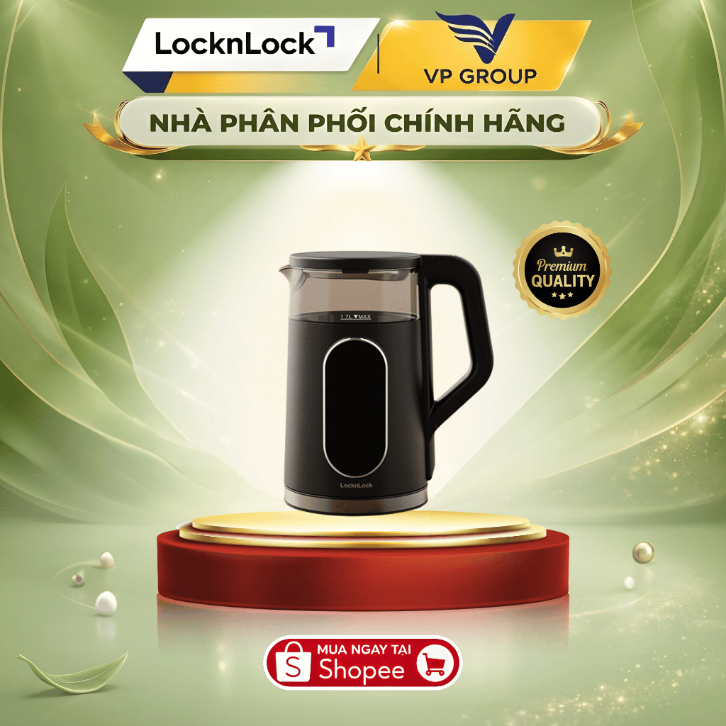 [CHÍNH HÃNG] Ấm đun siêu tốc Locknlock Digital electric kettle 1.7L- Màu đen - EJK286BLK (VPG)