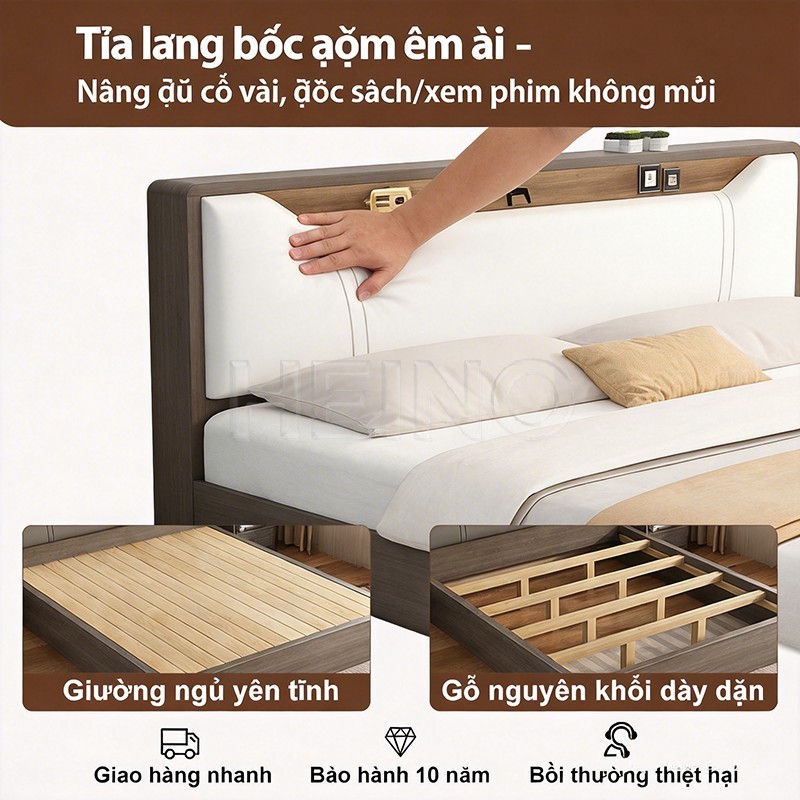 HEINO Giường Gỗ 1m8x2m Bọc Da Siêu Cơ – Thông Minh Dễ Vệ Sinh Cao Cấp Giá Rẻ Giao Hàng Tận Nơi | BigBuy360 - bigbuy360.vn