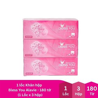 Khăn hộp Bless You Alavie - 180 tờ (Lốc 3 hộp)