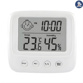 [ TẶNG KÈM PIN ] Nhiệt Ẩm Kế Điện Tử Đo Nhiệt Độ GutyKids Độ Ẩm Phòng Cho Bé, Xem Giờ Và Đặt Báo Thức