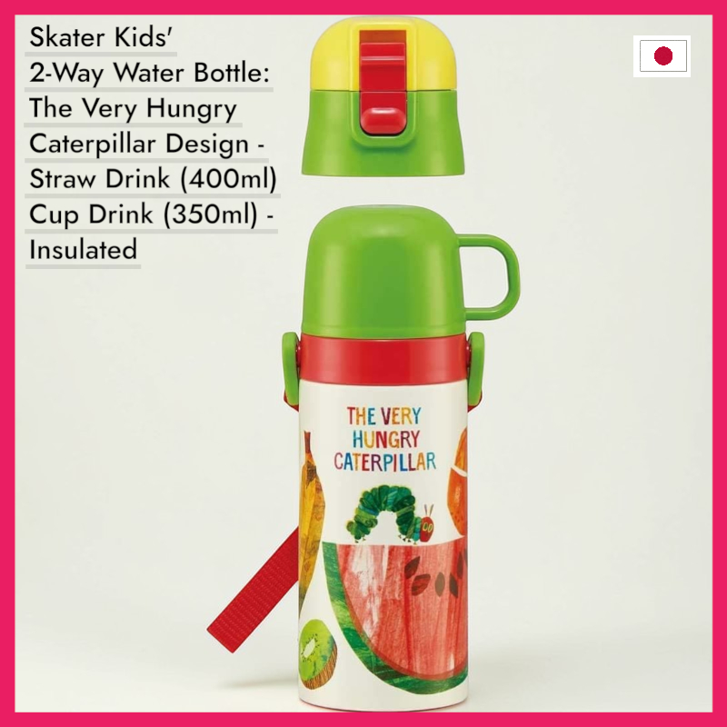 Skater Kids' 2-Way Water Bottle, Stainless Steel, Lightweight, Insulated, Ships from Japan