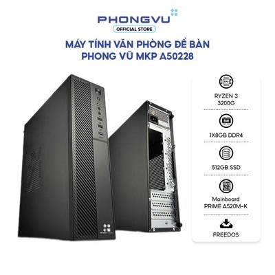 PC văn phòng Phong Vũ MKP SFF A50232 (Ryzen 3 3200G/ 1 x 8GB/ 512GB SSD) - Bảo hành 36 tháng