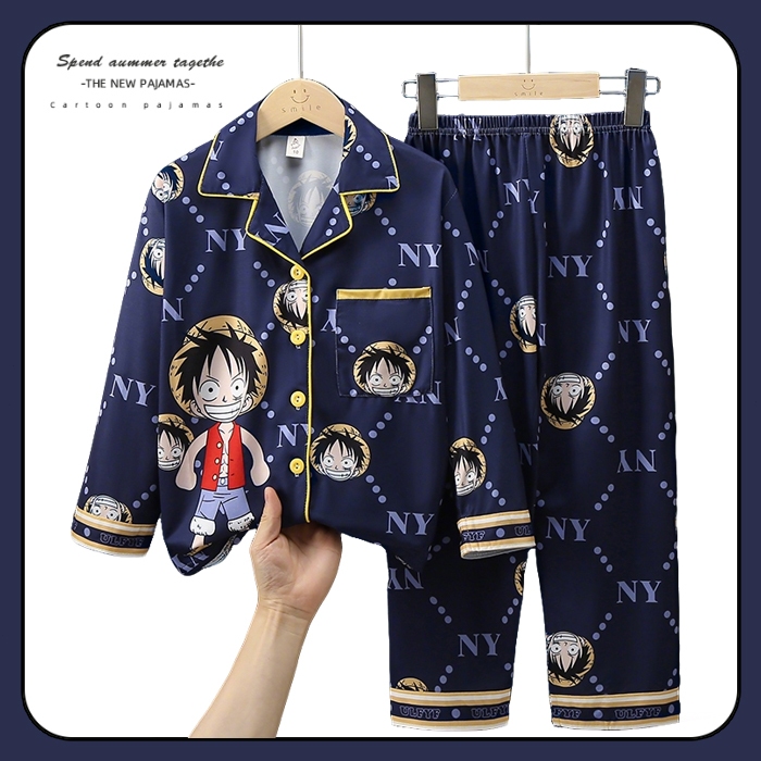 Hot Sale Luffy Boys Pajamas Spaceman Child Long Sleeve Lapel Nightclothes Comfortable Boy's or Girls
