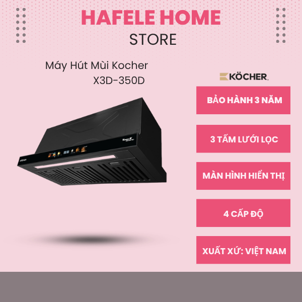 Máy Hút Mùi Kocher Turbo Smart 3D X3D-350D – Công Nghệ Hút 3D – Cảm Biến Vẫy Tay Hiện Đại