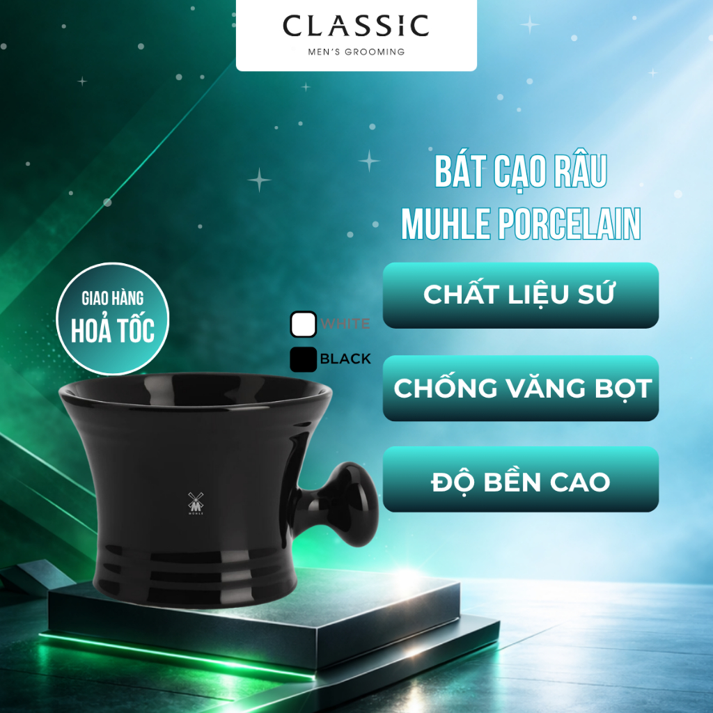Bát cạo râu MUHLE Porcelain Shaving Crucible with Handle 250g