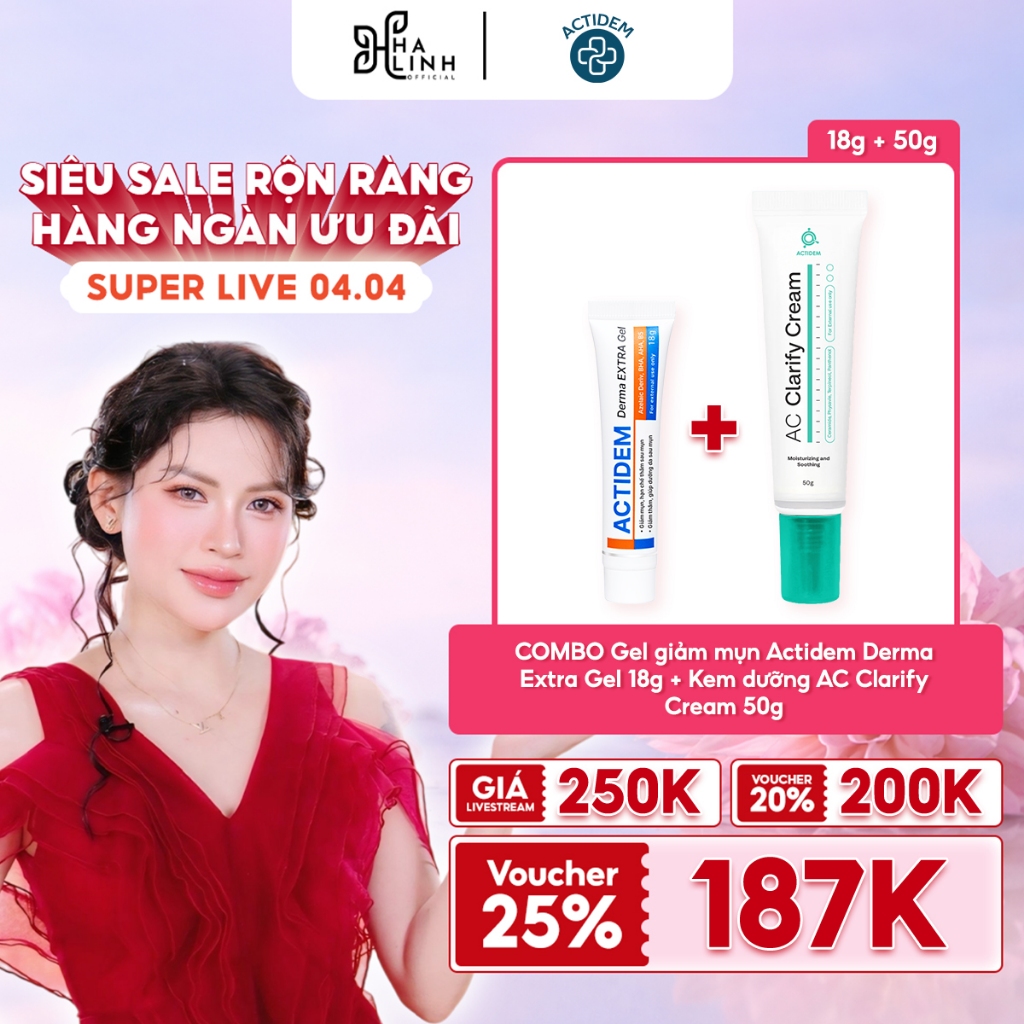 [VHL x Actidem] Combo Gel giảm mụn Actidem Derma Extra Gel 18g + Kem dưỡng Actidem AC Clarify Cream 