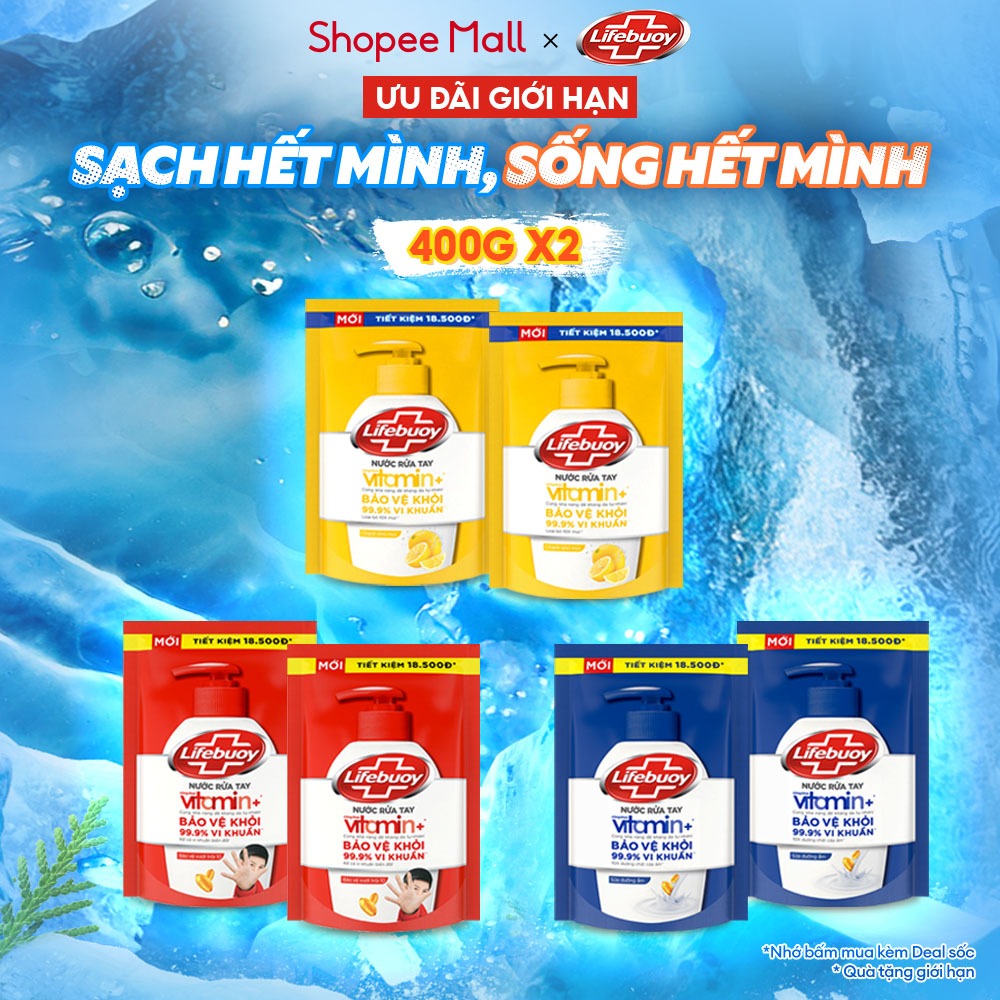 Nước rửa tay sạch khuẩn Lifebuoy Túi 400G | BigBuy360 - bigbuy360.vn