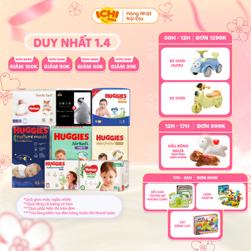 [ TỔNG] Bỉm dán quần HUGGIES Platinum Nature Made size M58/L44/XL 38/XXL26/S82/NB60 - Hàng chính hãn