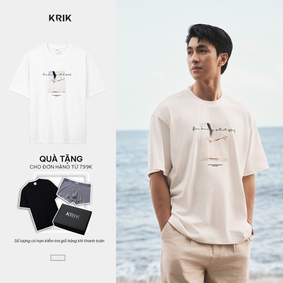 [KRIK x Bình AN] Áo Phông Nam KRIK Form Classic Chất Cotton In Trame Nghệ Thuật Phối In Nổi Typography AP1510