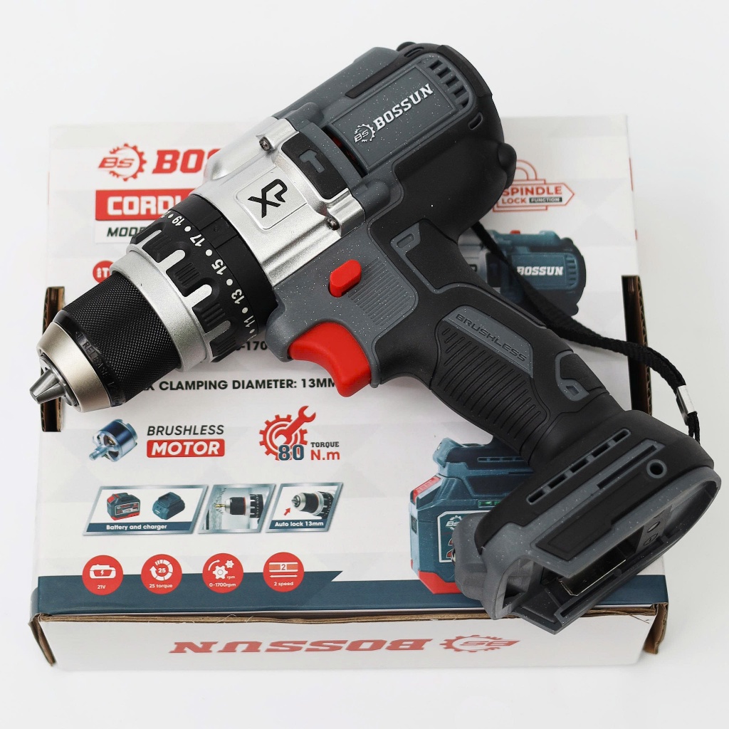 Máy khoan pin 3 chức năng BS BOSSUN M21B-ID1380N, Lực xoắn 80Nm, Đầu Autolock 13mm, Không chổi than | BigBuy360 - bigbuy360.vn