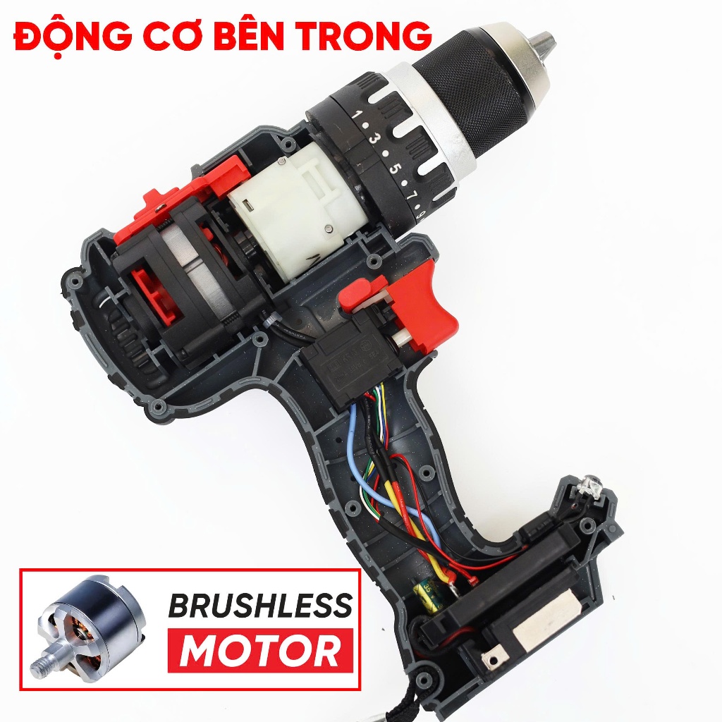 Máy khoan pin 3 chức năng BS BOSSUN M21B-ID1380N, Lực xoắn 80Nm, Đầu Autolock 13mm, Không chổi than | BigBuy360 - bigbuy360.vn