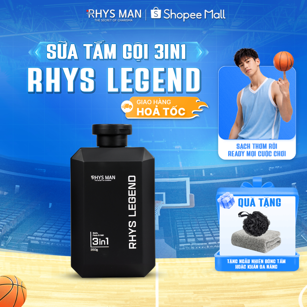 Sữa tắm gội nam 3in1 RHYS MAN hương nước hoa Rhys Legend 350ml