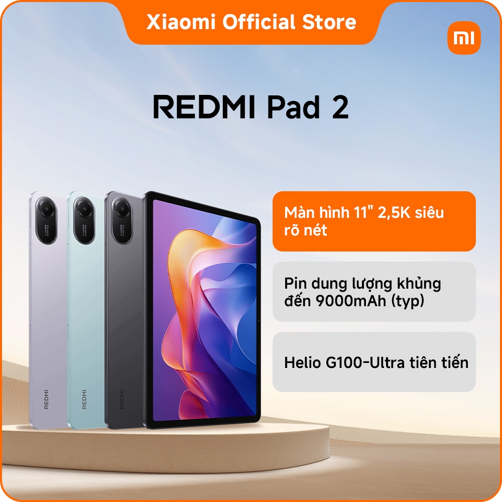 Redmi Pad 2｜Màn hình 11" 2,5K siêu rõ nét｜Pin dung lượng khủng đến 9000mAh (typ)｜Helio G100-Ultra tiên tiến | BigBuy360 - bigbuy360.vn