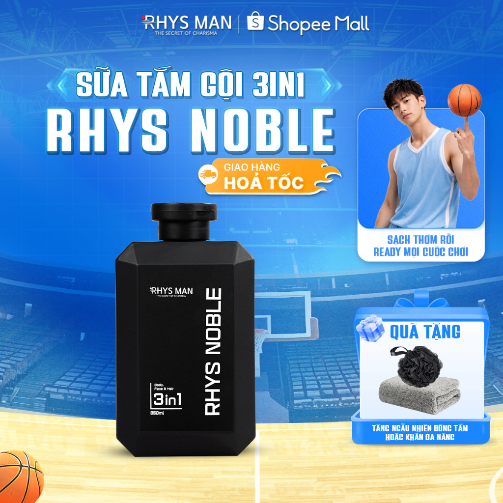 Sữa tắm gội nam hương nước hoa 3 in 1 RHYS MAN Rhys Noble 350ml
