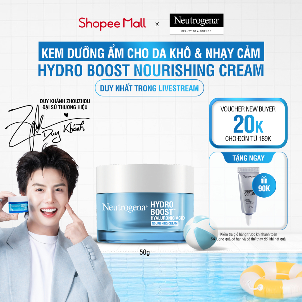 [LIVE] Kem dưỡng ẩm cho da khô Neutrogena® Hydro Boost Hyaluronic Acid Nourishing Cream (50g)