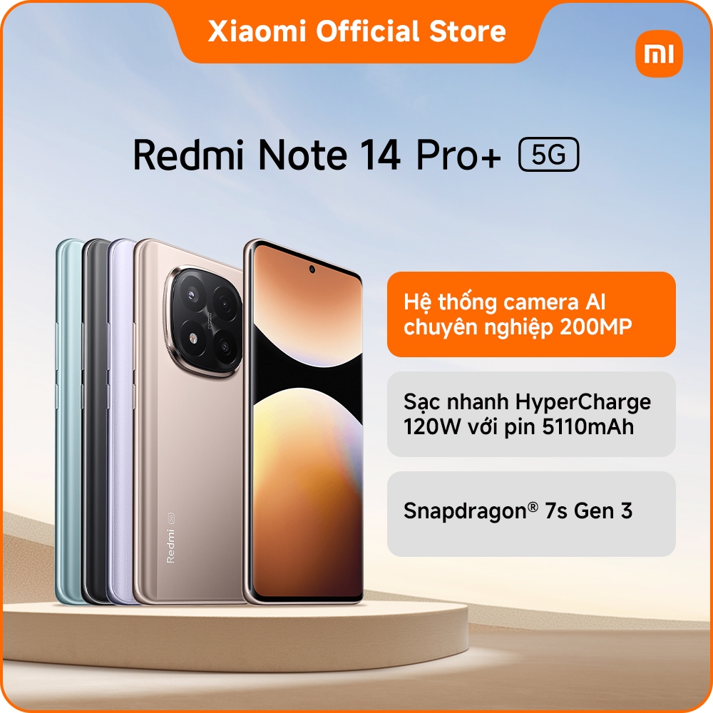 Điện thoại thông minh Redmi Note 14 Pro+ 5G | Màn hình 6.67" | Snap 7S Gen 3 | Camera AI 200MP | BigBuy360 - bigbuy360.vn