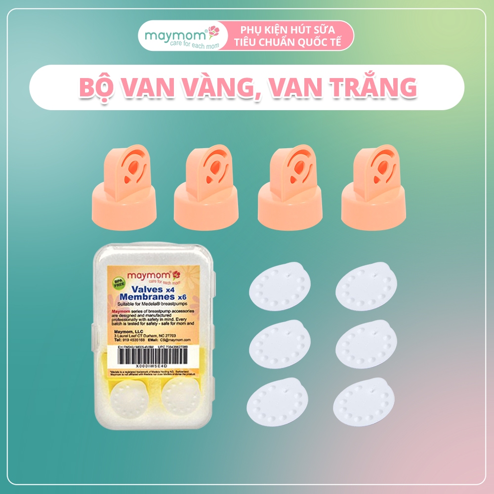 Bộ Van Trắng Van Vàng Maymom Dùng Cho Máy Hút Sữa Medela Pump, Harmony, Swing, Mini Electric, Sympho