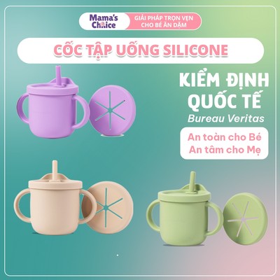 Cốc Tập Hút Tập Uống Silicone, Thiết Kế Thông Minh Với Ống Hút và Tay Cầm Chắc Chắn