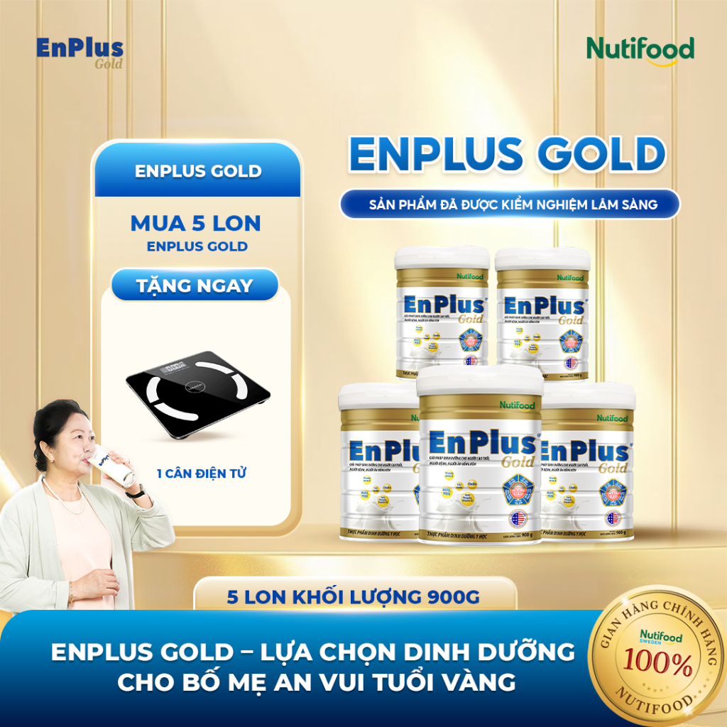 Sữa EnPlus Gold (Combo 5 Lon 900G) - Nutifood, Dinh Dưỡng Y Học Toàn Diện Cho Người Lớn Tuổi