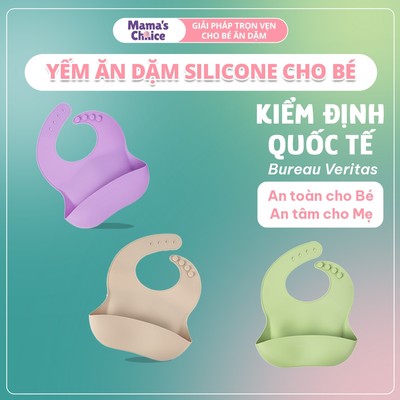 Yếm Ăn Dặm Silicone Cho Bé, Thiết Kế Máng Hứng Thức Ăn và Nấc Điều Chỉnh, Thương Hiệu Mama's Choice