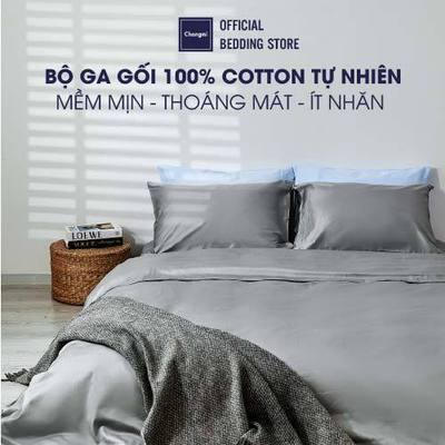 Set 3 món ga gối 100% Cotton Tự Nhiên Cao Cấp Changmi Bedding thoáng mát, mềm mại. Dành cho nệm dày >20cm