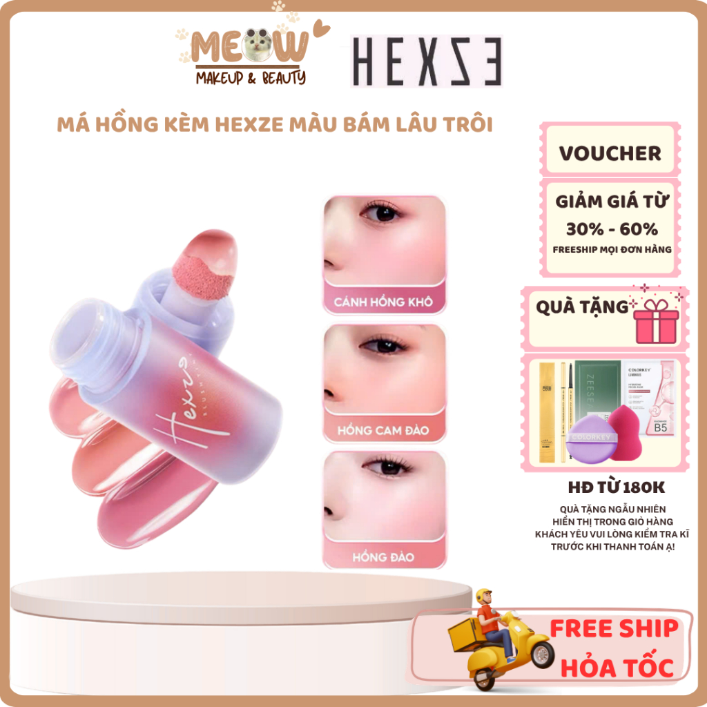 HEXZE Má Hồng Lên Màu Lâu Trôi – Chất Kem Mịn Tiệp Da | Meow Makeup