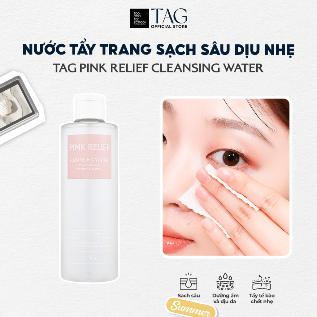 [TAG Việt Nam] Nước Tẩy Trang Dịu Nhẹ, Cấp Ẩm, Phục Hồi Da TAG Pink Relief Cleansing Water 300ml