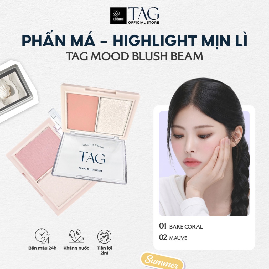 [TAG Việt Nam] Phấn Má Hồng Highlight Đa Năng Lâu Trôi TAG Mood Blush Beam 9g