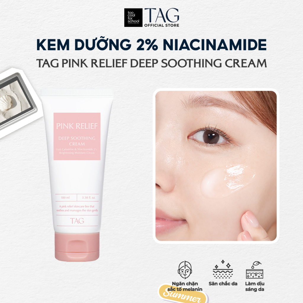 [TAG Việt Nam] Kem Dưỡng Trắng Và Làm Dịu Da Niacinamide 2% TAG Pink Relief Deep Soothing Cream 100m