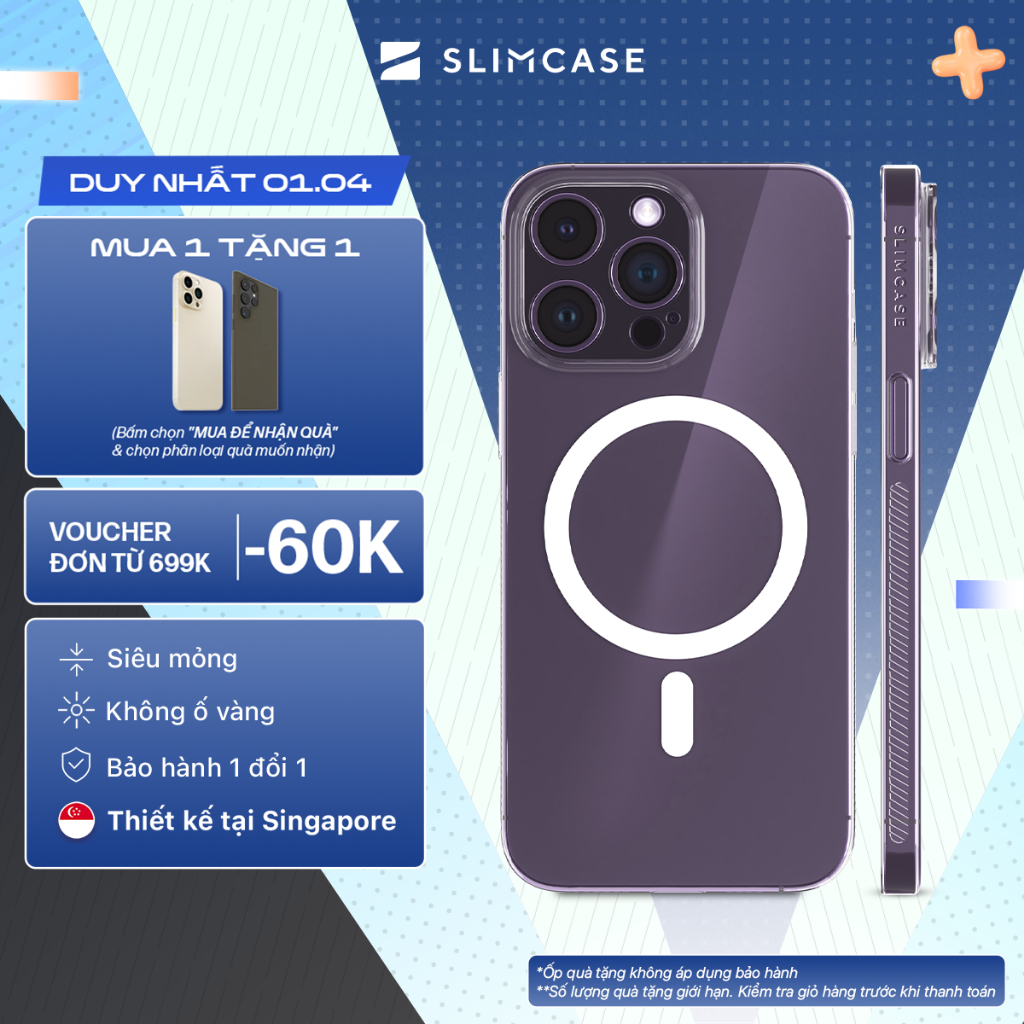 Ốp lưng iPhone 14 /14 Plus / 14 Pro / 14 Pro Max SLIMCASE UNIQUE 1 - Không ố vàng, siêu mỏng, hỗ trợ