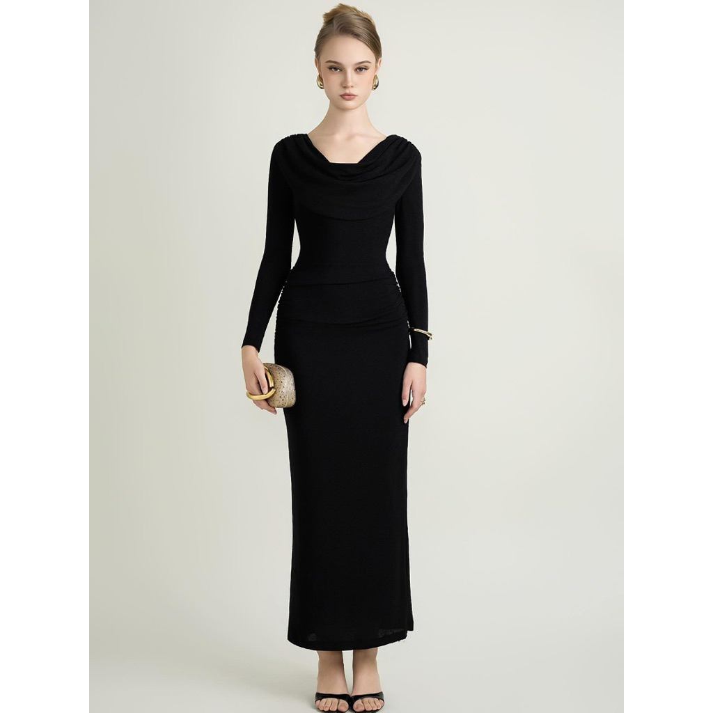 [VIEDEVAN] ELINA DRESS- Đầm cổ đổ quyến rũ, tôn dáng thanh lịch