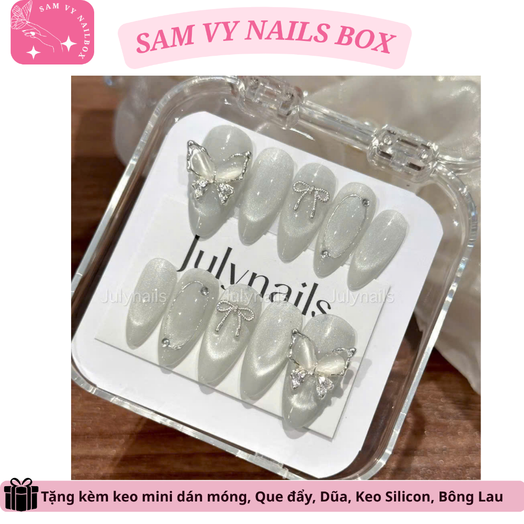 Nail box mắt mèo ánh trăng B95 màu bạc nail box chụp ảnh kỉ yếu - Vy Nail Xinh