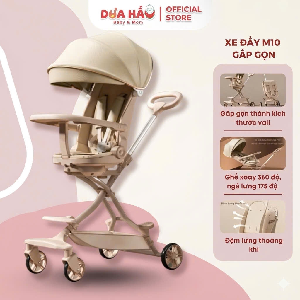 [M10/G500] Xe Đẩy M10 Dành Cho Bé Từ Sơ Sinh Gấp Gọn Tiện Lợi, Đảo Chiều 360 Độ - Ngả Lưng 175 Độ Kè