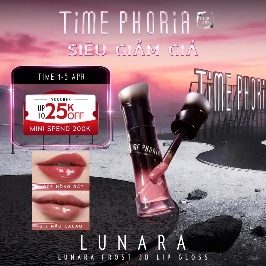 【new】Son bóng nhẹ môi căng mọng TIME PHORIA giữ ẩm tốt bóng mướt lên màu chuẩn tự nhiên