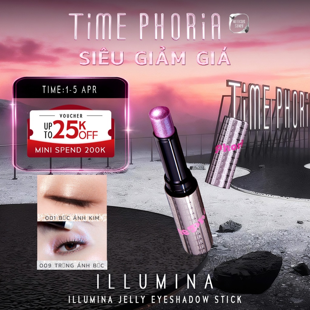 【new】Nhũ mắt bắt sáng Time Phoria highlight chuẩn màu lâu trôi lấp lánh dễ dùng cho người mới