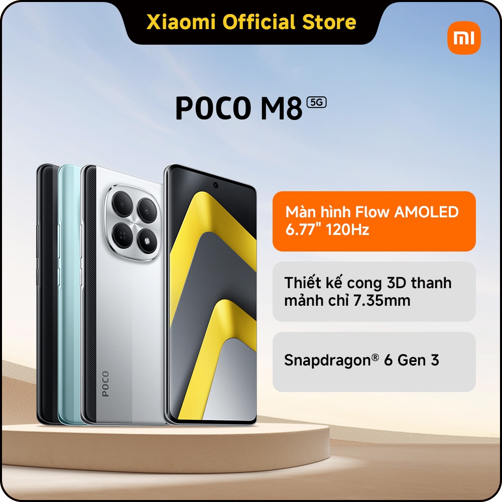 Điện thoại thông minh POCO M8 5G (8+256GB)|Thiết kế cong 3D thanh mảnh chỉ 7.35mm|Màn hình Flow AMOLED 6.77" 120Hz | BigBuy360 - bigbuy360.vn