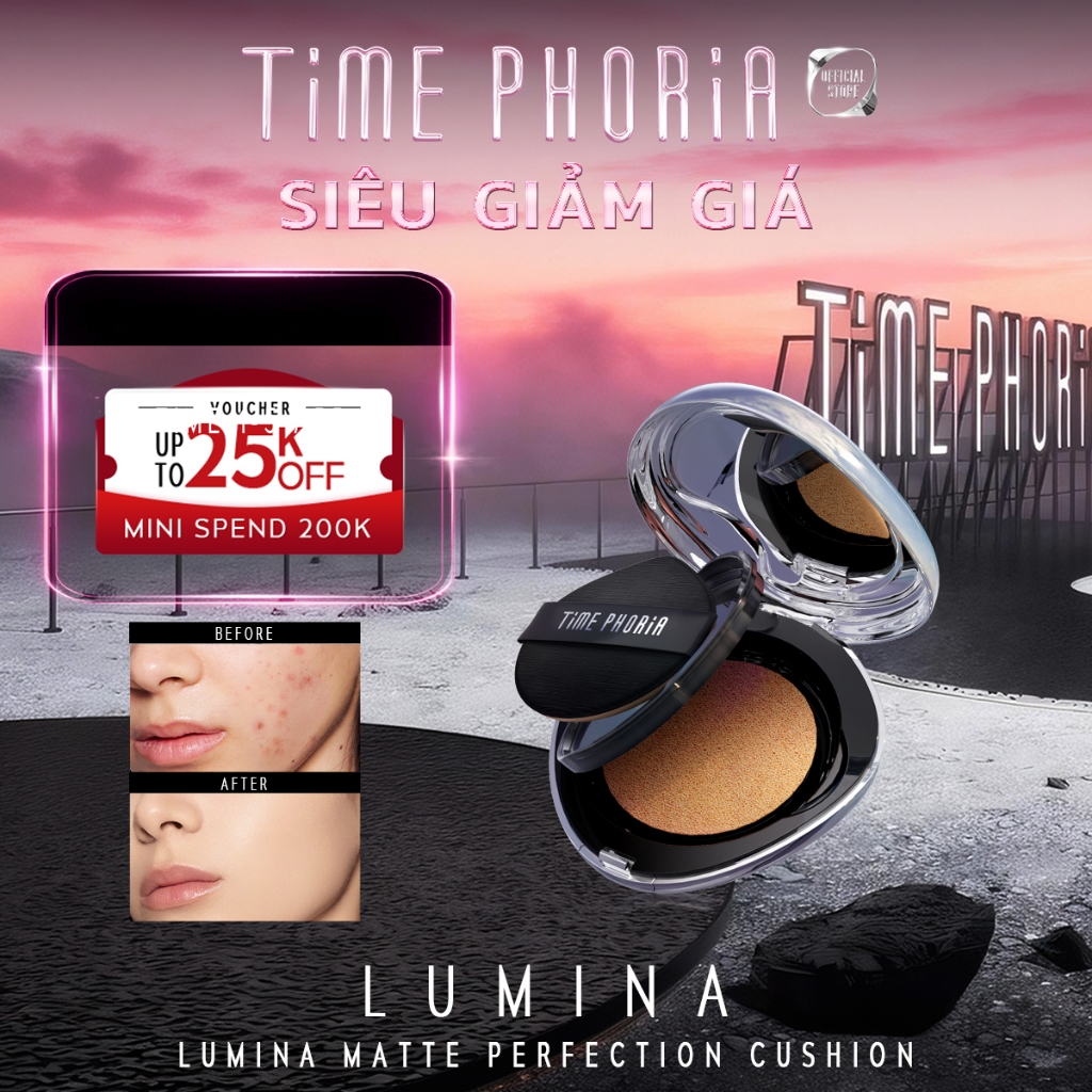 Cushion mịn lì TIME PHORIA lumina che phủ cao kiềm dầu  lâu trôi tinh tế bám 11g