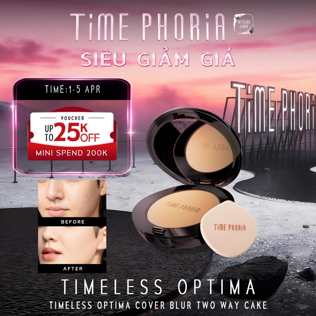 Phấn phủ nền kiềm dầu Time Phoria che phủ cao lâu trôi tiện lợi trang điểm dễ dàng