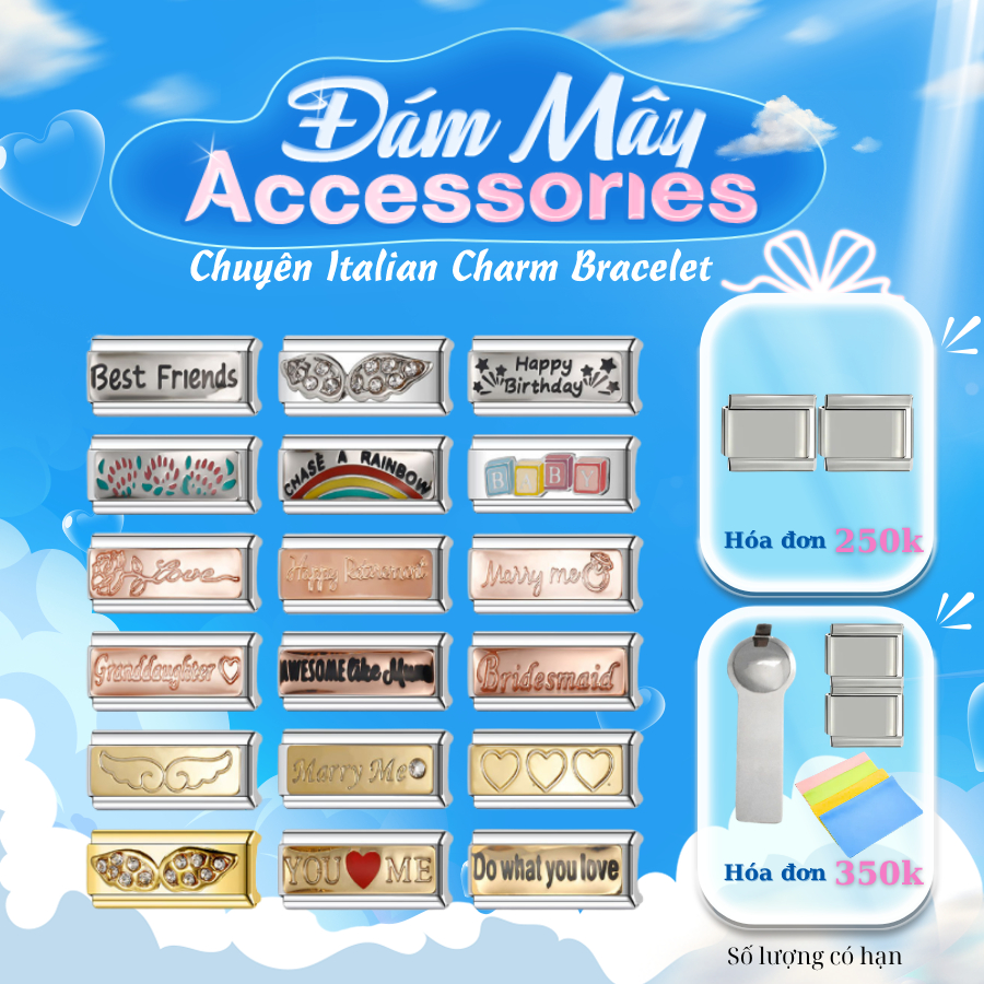Charm Dài Siêu Hot Vòng Tay Italian Charm Bracelet