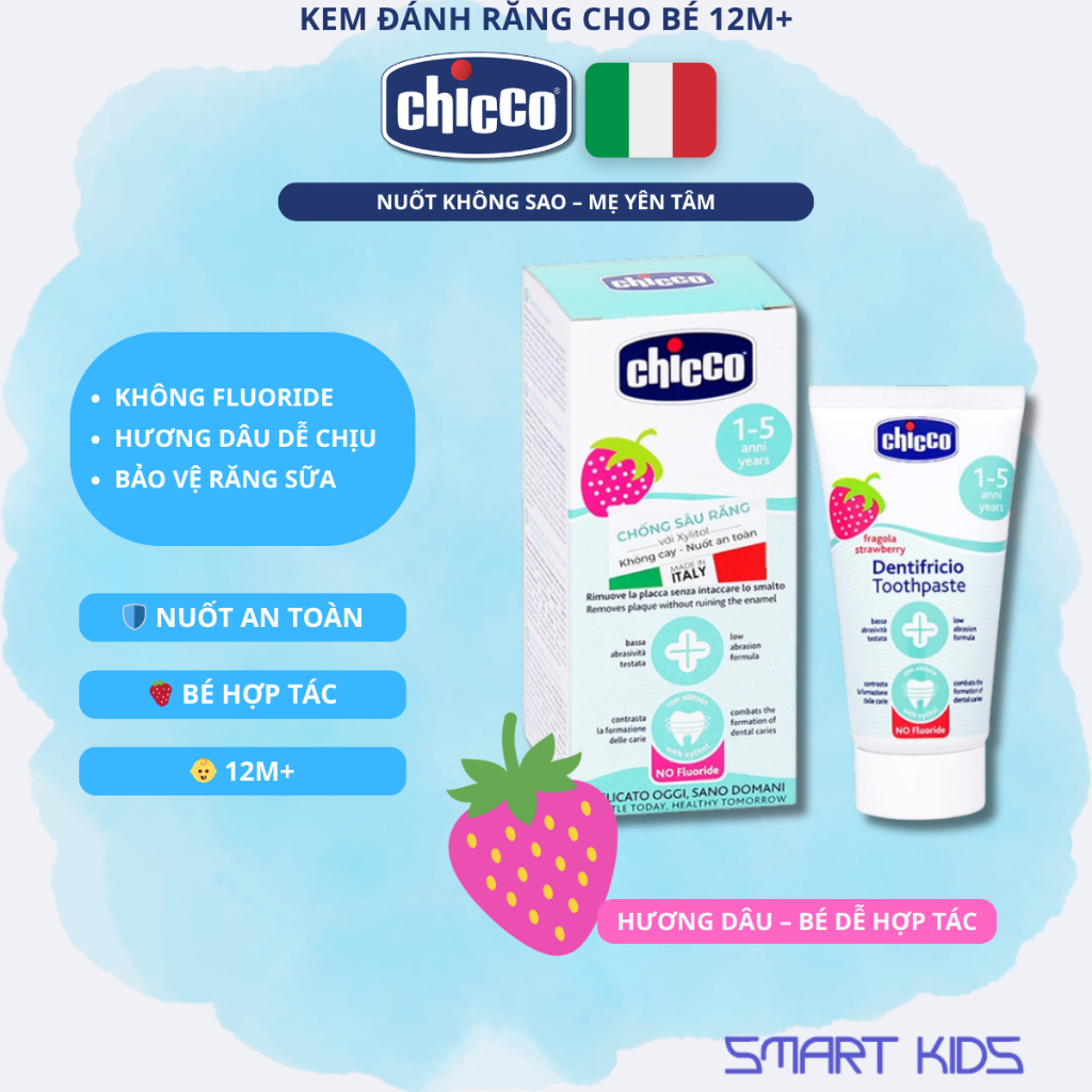 Kem đánh răng hương Dâu 12M+ Chicco