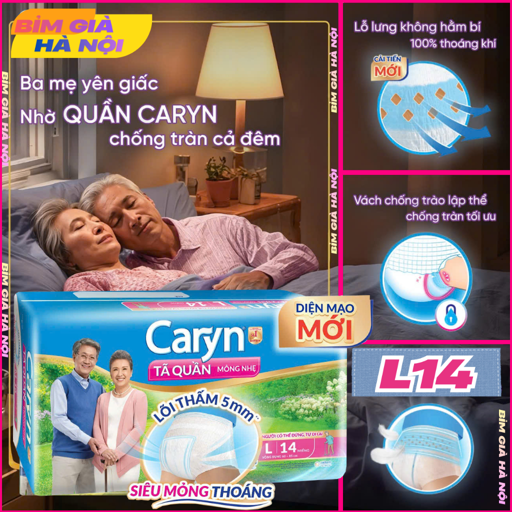Bỉm Quần già Caryn M16 L14 XL12 và Merzy M16 L14 XL12 M32 L28 L24 #caryn #tã quần caryn #bỉm quần Ca