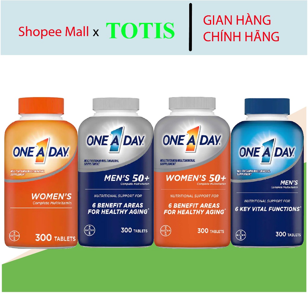 Viên uống One A Day, Men's , Women's 50+ Multivitamin, 300 viên, vitamin tổng hợp