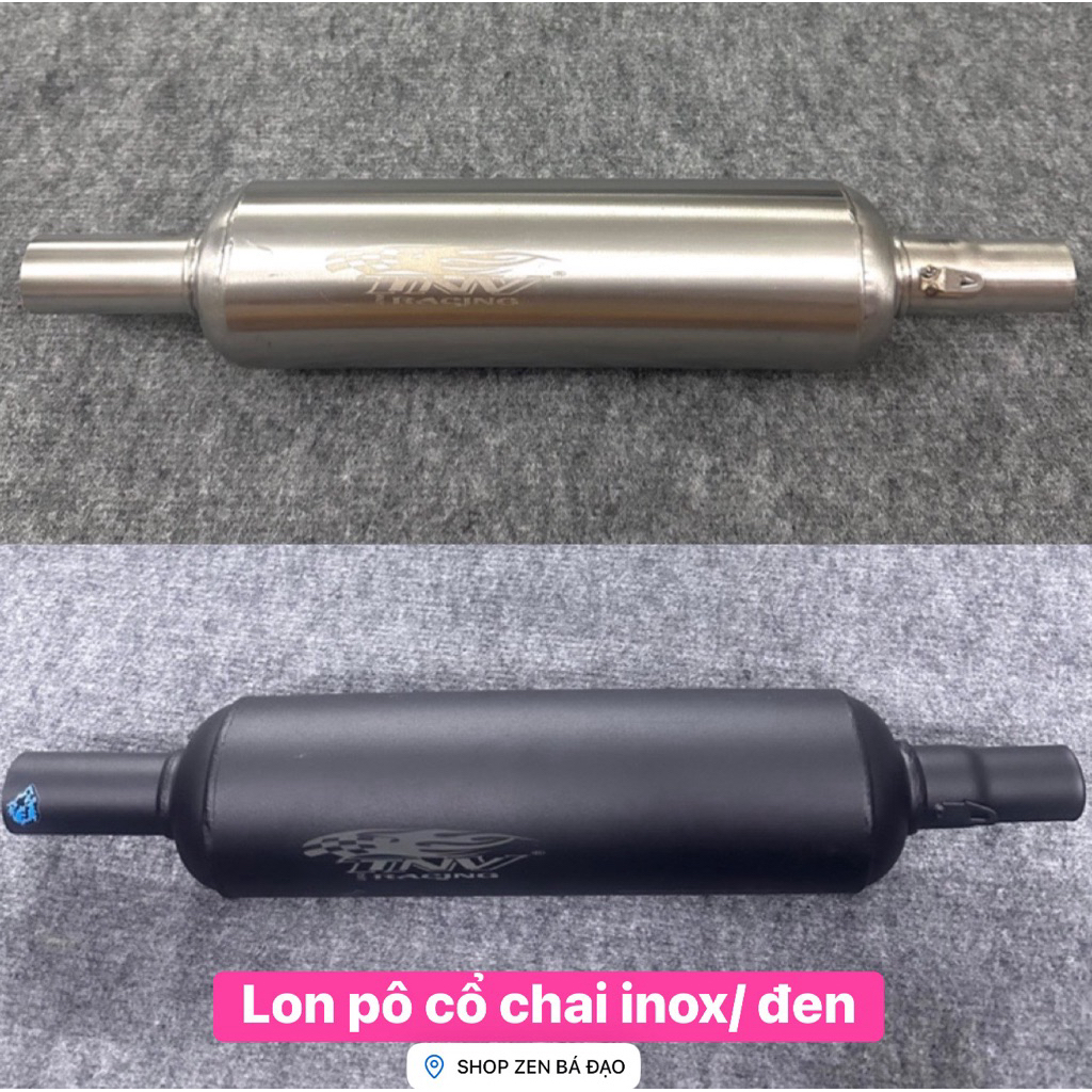 Lon pô cổ chai inox / đen