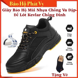 Giày Bảo Hộ Lao Động Nam SAFEGO MS102 Mũi Nhựa Composite Chống Va Đập/Đế Lót Kevlar/Đế Chống Đinh/Chống Trơn-Tặng Vớ