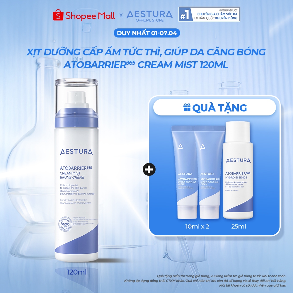 Xịt Dưỡng Ẩm Ceramide AESTURA ATOBARRIER365 Cream Mist 120ml