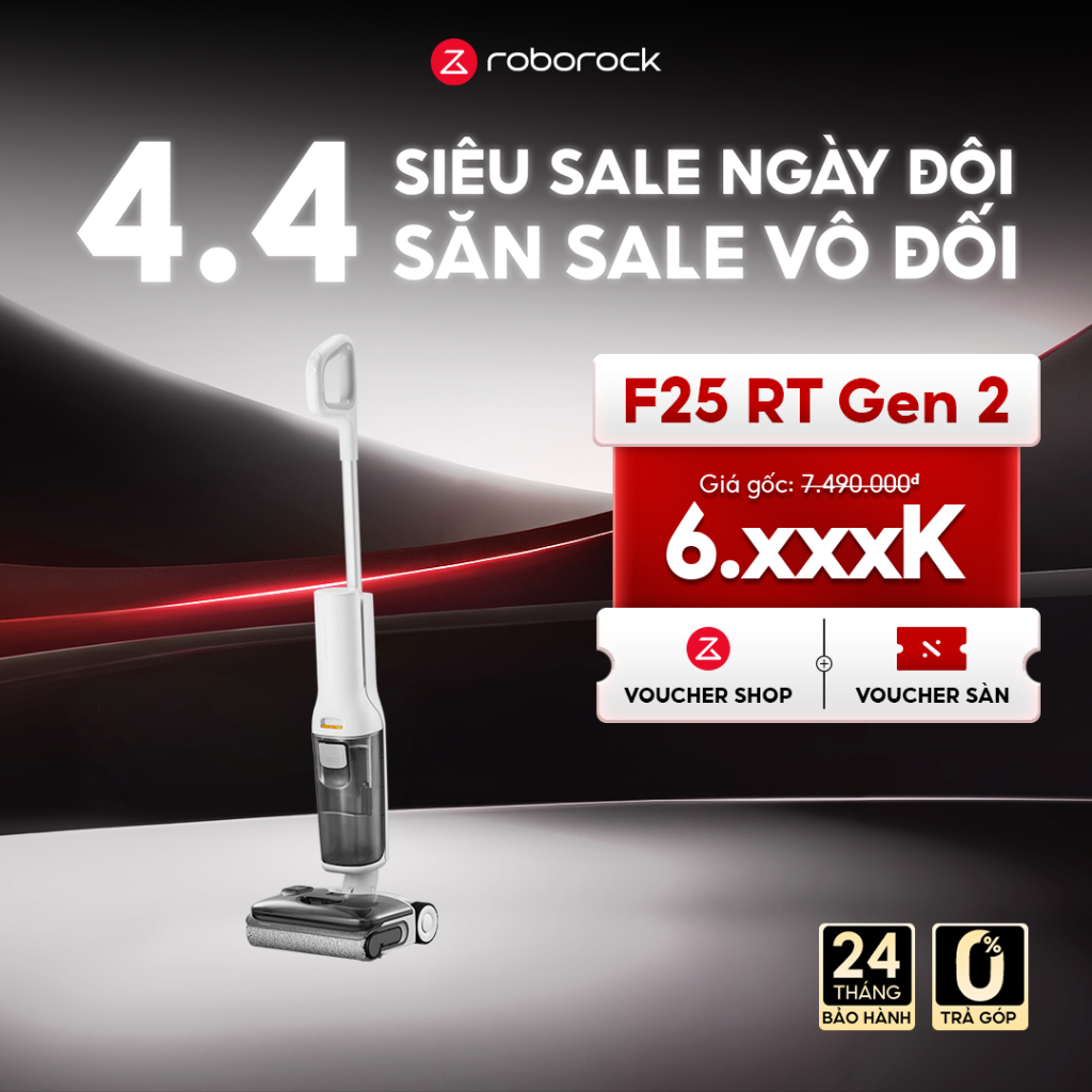 Roborock F25 RT Gen 2 máy hút bụi lau nhà cầm tay không dây | Lực hút 20.000Pa | Bảo hành 2 năm