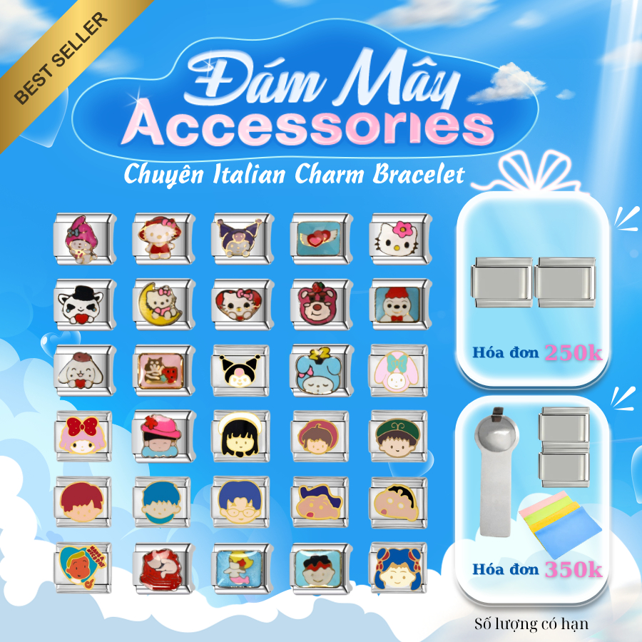 Charm Hello Kitty Kuromi Melody Powerpuff Girl Đáng Iu Vòng Tay Italian Charm